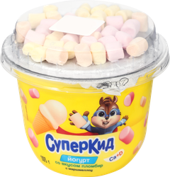 Йогурт САВУШКИН Суперкид Пломбир, маршмеллоу с топпером 2%, без змж, 103г, вид