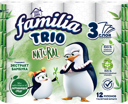 Туалетная бумага FAMILIA Trio 3-слоя, 12шт, детальное фото