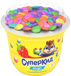 Йогурт САВУШКИН Суперкид Клубника, конфеты с топпером 2%, без змж, 103г, картинка
