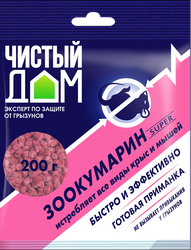 Гранулы от крыс и мышей ЧИСТЫЙ ДОМ Зоокумарин супер, Арт. 03-763, 200г, крупный план