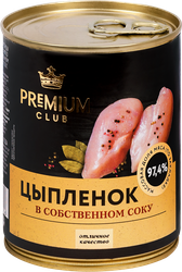 Цыпленок тушеный PREMIUM CLUB в собственном соку, 338г, фотография