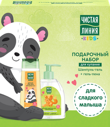Набор подарочный детский ЧИСТАЯ ЛИНИЯ Шампунь-гель для купания, 520мл+Гель-пена для душа 2в1, 250мл, крупный план