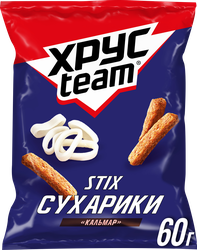 Сухарики ржано-пшеничные ХРУСTEAM Кальмар, 60г, крупный план