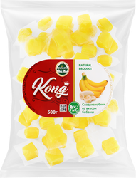 Банан кубики, фасованный, весовой, крупный план