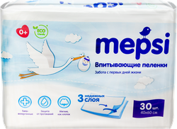 Пеленки детские MEPSI впитывающие 40х60, 30шт, фото