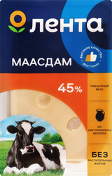 Сыр ЛЕНТА Маасдам 45% нарезка, без змж, 300г, изображение
