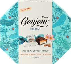 Набор кондитерских изделий BONJOUR с кокосом, миндалем и карамелью, 150г, детальное фото