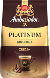 Кофе зерновой AMBASSADOR Platinum Crema натуральный жареный, 1кг, фотография