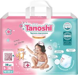 Подгузники-трусики TANOSHI XL 12–22кг, 38шт, фотография