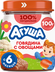 Пюре мясо-овощное детское АГУША Говядина с овощами, с 6 месяцев, 100г, картинка