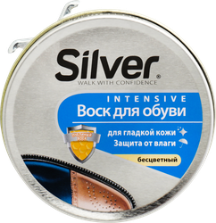 Воск для обуви SILVER бесцветный, 50мл, крупный план