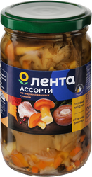 Ассорти из маринованных грибов ЛЕНТА, 350мл, крупный план