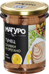 Тунец полосатый МАГУРО филе в соусе Оливки-орегано с маслом, 200г, детальное фото
