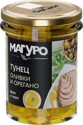 Тунец полосатый МАГУРО филе в соусе Оливки-орегано с маслом, 200г, вид