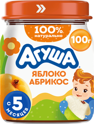 Пюре фруктовое детское АГУША Яблоко и абрикос, с 5 месяцев, 100г, изображение