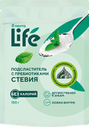 Изображение товара Подсластитель ЛЕНТА LIFE Столовый, со стевией, 150г