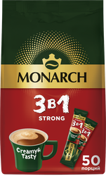 Напиток кофейный растворимый MONARCH Strong 3в1, 50х13г, фото