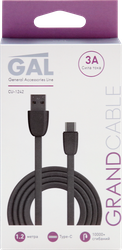 Кабель GAL CU-1242/2143 USB A - type-C 3A 1,2м, TPE, изображение