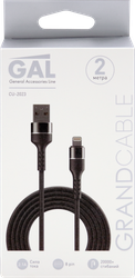 Кабель GAL CU-2023 USB A - 8pin 2,1A 2м, текстиль, картинка