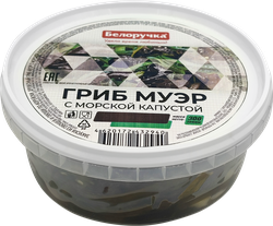 Грибы Древесные БЕЛОРУЧКА с морской капустой, 300г, крупный план