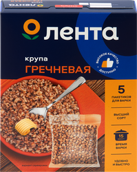 Крупа гречневая ЛЕНТА в пакетиках, 5х80г, изображение
