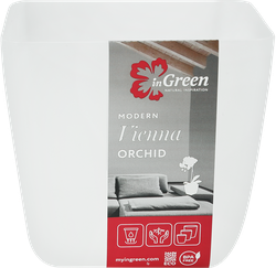 Горшок&nbsp;с дренажной вставкой INGREEN Vienna Orchid&nbsp;1.5л, квадратный, цвет белый жемчуг, Арт. ING680310038, детальное фото