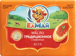 Масло сливочное ЕЛМАЙ Традиционное 82,5% Халяль, без змж, 160г, картинка