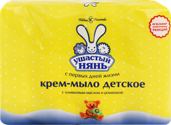 Крем-мыло детское УШАСТЫЙ НЯНЬ с оливковым маслом и ромашкой, 4x100г, детальное фото