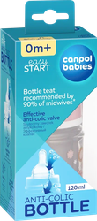Бутылочка для кормления CANPOL BABIES EasyStart 120мл, антиколиковая с широким горлышком, с 0 месяцев, в ассортименте, Арт. 35/216_blu, 35/216_pin, вид