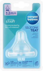 Соска для бутылочек с широким горлом CANPOL BABIES EasyStart, силиконовая антиколиковая, с быстрым потоком, с 12 месяцев, Арт. 21/722, вид