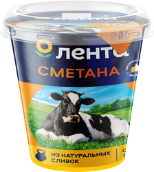 Сметана ЛЕНТА 20%, без змж, 300г, вид