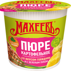 Пюре картофельное МАХЕЕВЪ со вкусом говядины и зеленым луком, 40г, вид