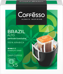 Кофе молотый COFFESSO Brazil Alto жареный, дрип-пакет, 50г, изображение