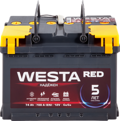 Батарея аккумуляторная WESTA RED 6ст-74, прямая полярность, детальное фото