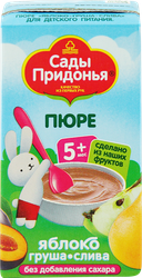 Пюре фруктовое САДЫ ПРИДОНЬЯ Яблоко, груша, слива, с 5 месяцев, 125г, картинка