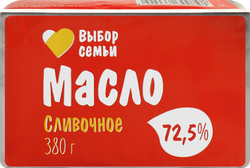 Масло сливочное ВЫБОР СЕМЬИ 72,5%, без змж, 380г, фотография