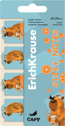 Закладки ERICHKRAUSE Happy capy, клейкие бумажные, 2,5х6,7см, 80 листов, Арт. 61590, фото