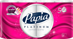 Бумага туалетная PAPIA Platinum 5-слоев, 8шт, детальное фото