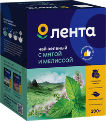 Чай зеленый ЛЕНТА Мята, мелисса, листовой, 200г, детальное фото