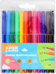 Фломастеры КРОК&ДИЛЛИ 12 цветов, Арт. MF923988-12, крупный план