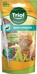 Лакомства для кошек TRIOL Мини-сердечки из кролика, 40г, крупный план