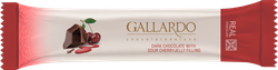 Шоколад горький GALLARDO с начинкой со вкусом вишни, 25г, крупный план