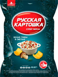 Чипсы картофельные РУССКАЯ КАРТОШКА со вкусом белых грибов в сметане, 105г, картинка