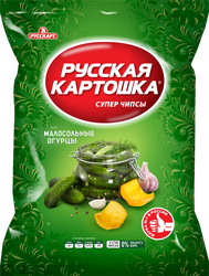 Изображение товара Чипсы картофельные РУССКАЯ КАРТОШКА со вкусом малосольных огурцов, 105г