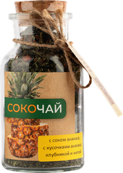 Изображение товара Чай зеленый BEFRUITBE байховый с соком и кусочками ананаса, клубникой и мятой, крупнолистовой, 65г