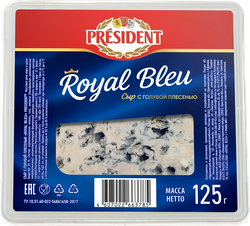 Сыр PRESIDENT Royal Blue c голубой плесенью 55%, без змж, 125г, картинка