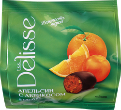 Конфеты DELISSE апельсин с абрикосом, глазированные, 100г, вид