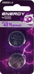 Элемент питания ENERGY BY LENTEL CR2032-2B, 2шт, вид