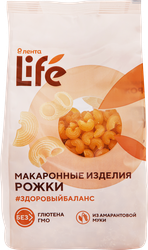 Макароны безглютеновые ЛЕНТА LIFE Рожки, из кукурузной муки с добавлением амарантовой муки, 250г, фотография