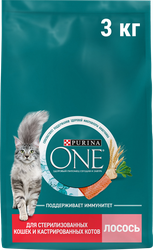 Корм сухой для кошек PURINA ONE Лосось, для стерилизованных, 3кг, картинка
